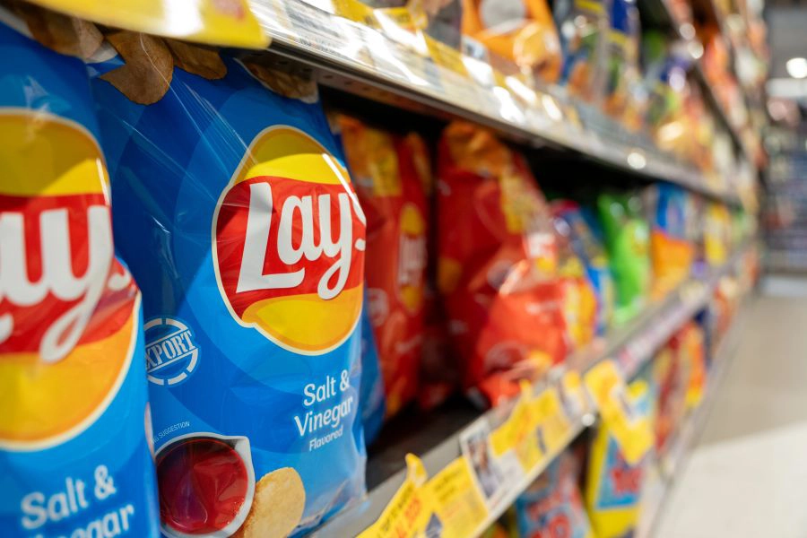 PepsiCo chips on supermarket shelf.