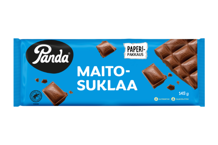 UPM and Orkla Suomi pilot paper wrappers for Panda Milk chocolate