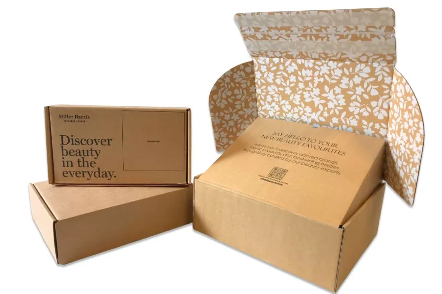 three boxes with graphic design inside the packaging