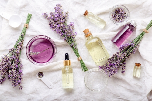 Lavender scents and oils.
