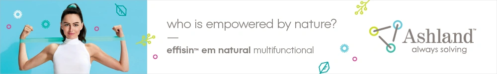 Ashland promotional graphic showing a woman stretching an effisin em natural band with “who is empowered by nature?” Ashland promotional graphic showing a woman stretching an effisin em natural band with “who is empowered by nature?”